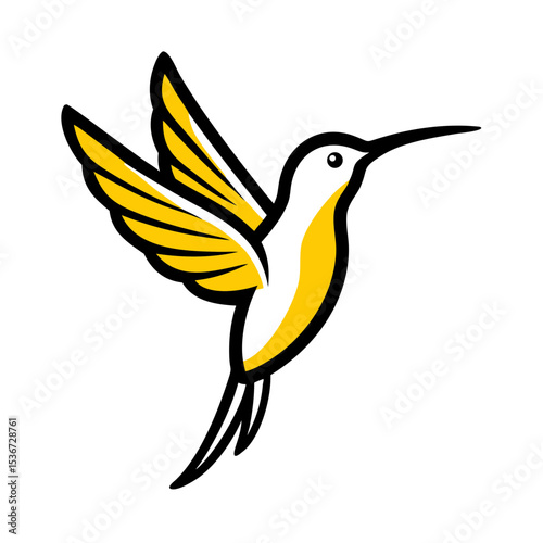 Colorful hummingbird illustration in dynamic flight against a white background