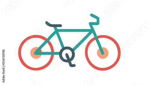Creative bicycle illustration in minimalist style featuring a unique color palette with circular wheels