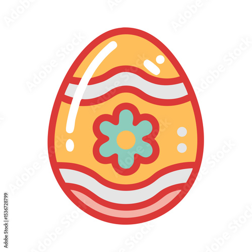 Decorative orange Easter egg featuring floral design and vibrant stripes for springtime celebrations