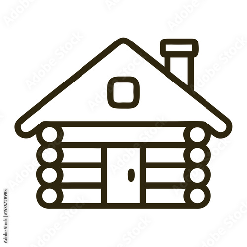 Rustic log cabin design featuring a chimney and simple door suitable for rural settings