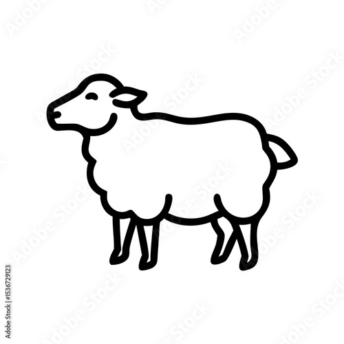 Outline of a sheep standing against a simple background with a focus on its fluffy texture and shape