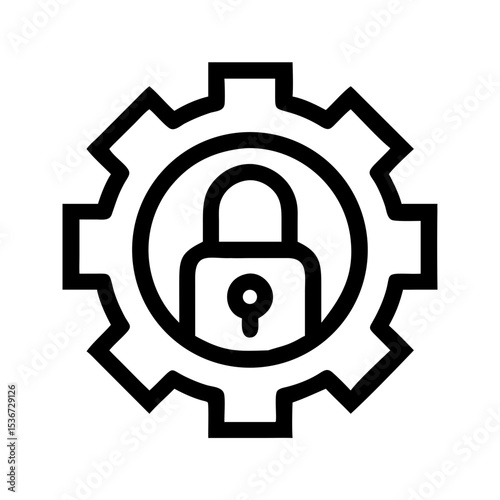 Gear with padlock design representing security and protection in technology and engineering applications