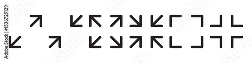 Full screen vector black icons. Set of full screen and exit full screen icon. Minimize Maximize Frame Logo