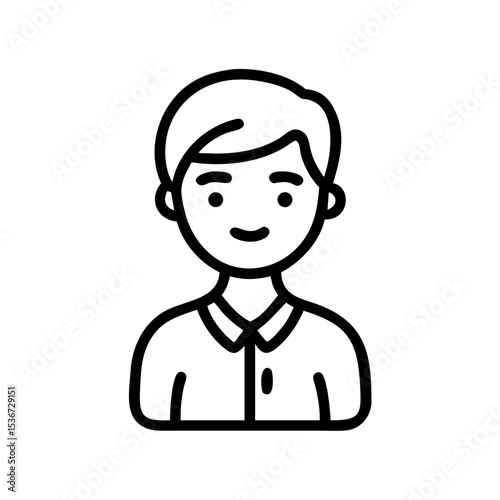 Friendly young person with a casual style, smiling and posing for a vector illustration in a minimalist design