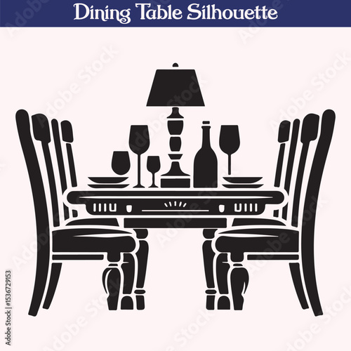 Dining table silhouette vector illustration design