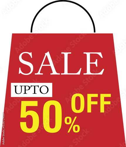 50% off sale tag. Sale of special offers. Discount with the price is 50%.