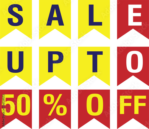 50% off sale tag. Sale of special offers. Discount with the price is 50%.