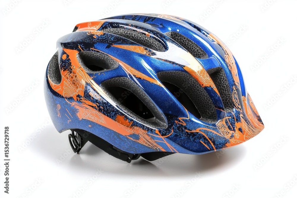Fototapeta premium Ahelmet with a blue and orange design