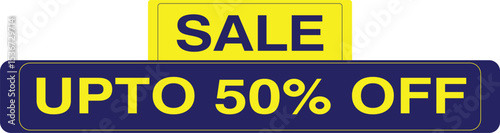 50% off sale tag. Sale of special offers. Discount with the price is 50%.
