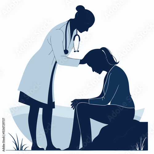 female doctor silhouette comforting patient