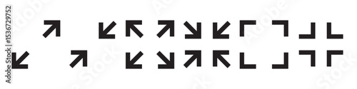Full screen vector black icons. Set of full screen and exit full screen icon. Minimize Maximize Frame Logo