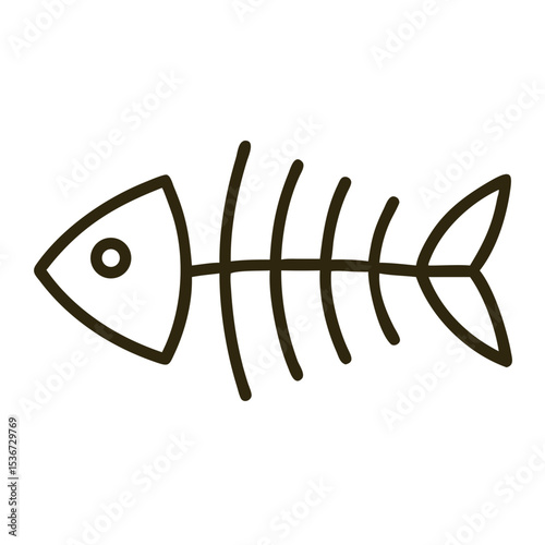 Skeleton of a fish outlined on a plain background, emphasizing ocean life and food sources
