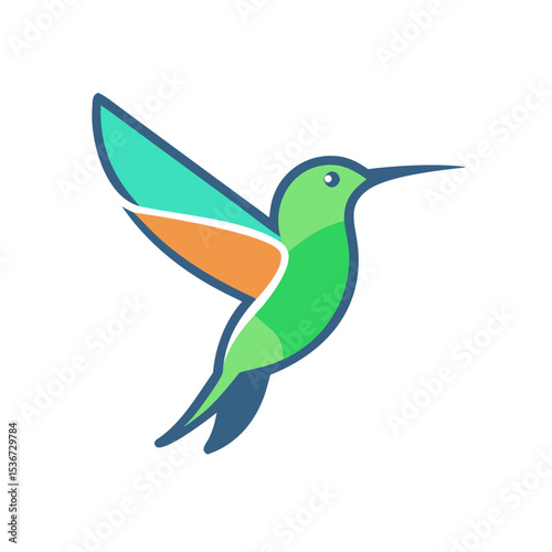 Colorful hummingbird illustrating vibrant nature with a dynamic pose against a simple background