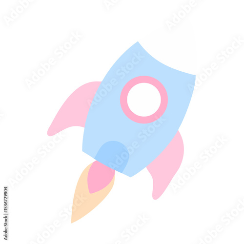 Colorful rocket illustration ready for exploration and adventure in a whimsical art style for children