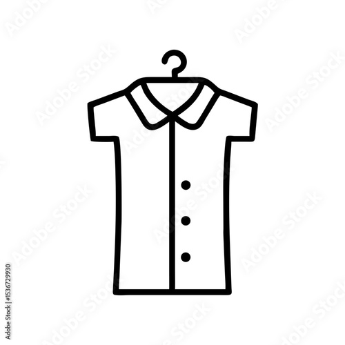Stylish short sleeve shirt on a hanger displayed in a minimalist clothing store setting