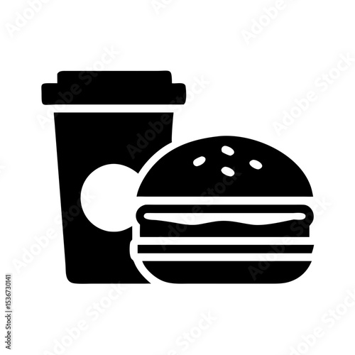 Delicious burger and hot beverage pair served together for a quick meal option