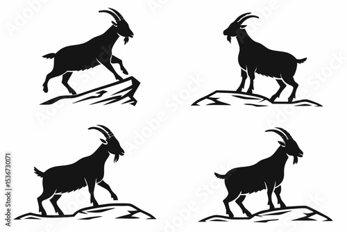 goat silhouettes set