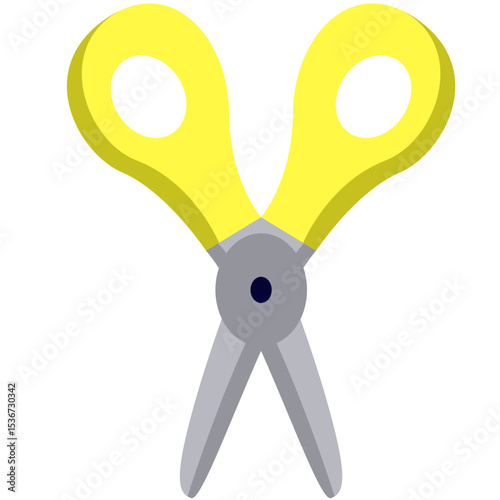 Yellow scissors with white handles for crafting and creative projects, perfect for precision cuts.

