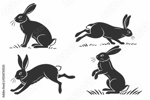 black silhouettes of rabbits