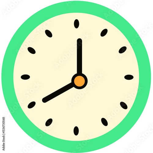 Green wall clock with a minimalist design for managing time and maintaining daily routines.

