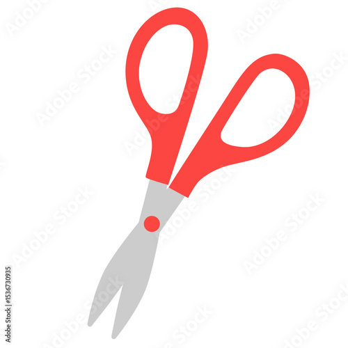 Red scissors with brown handles for crafting and creative projects, perfect for precision cuts.


