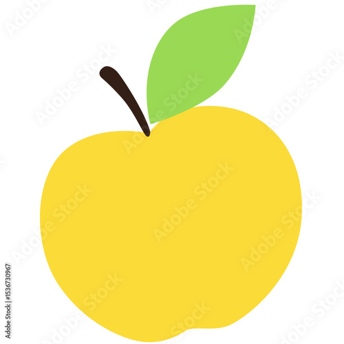 Yellow apple with green leaves symbolizing healthy eating and natural wellness.

