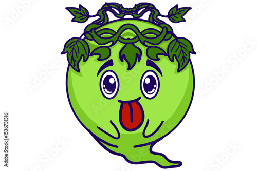 Adorable Earth Day Characters Sticker Taunting With Tongue Sticking Out