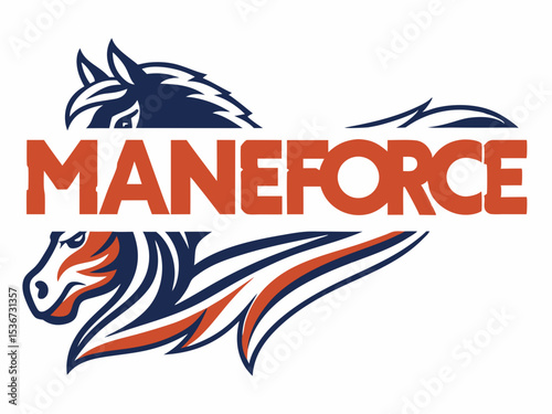 Bold, stylized logo featuring a horse's head with a strong mane and a red/black design.