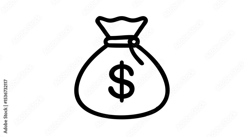 Fototapeta premium Money bag icon symbolizing wealth and financial transactions in a minimalistic design suitable for various uses