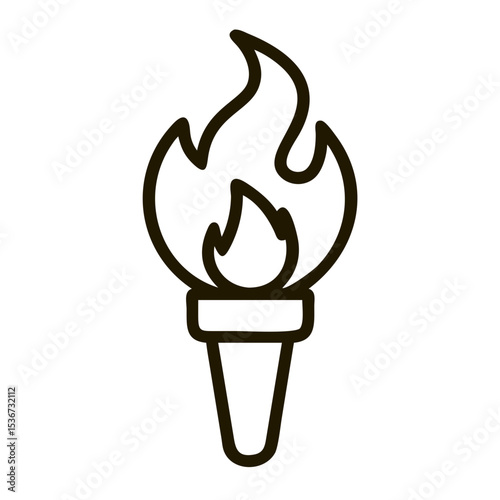 Flame burns brightly above a torch symbolizing passion and perseverance during a ceremonial event