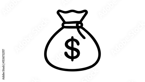Money bag icon symbolizing wealth and financial transactions in a minimalistic design suitable for various uses