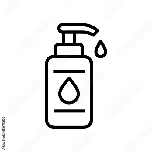 Hand soap dispenser with pump and droplet in minimalistic style suitable for bathroom or kitchen decor