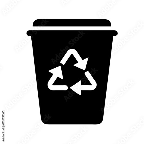 Recycling bin marked with recycle symbol showing commitment to environmental sustainability and waste reduction