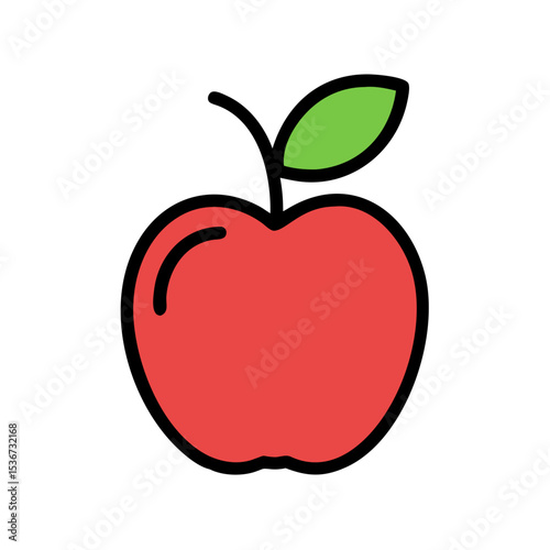 Bright red apple with a green leaf against a plain background showcasing freshness and natural appeal