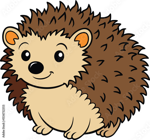 Silhouette of Cute Hedgehog Vector Illustration