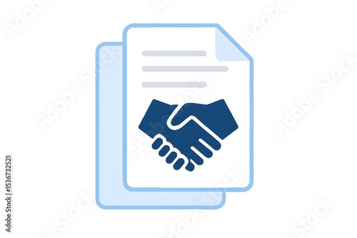 Terms & Agreement Icon – Stacked Documents with Handshake