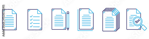 Paper documents icons. Line symbol. File icon. Folded written paper. Line icon - stock vector.