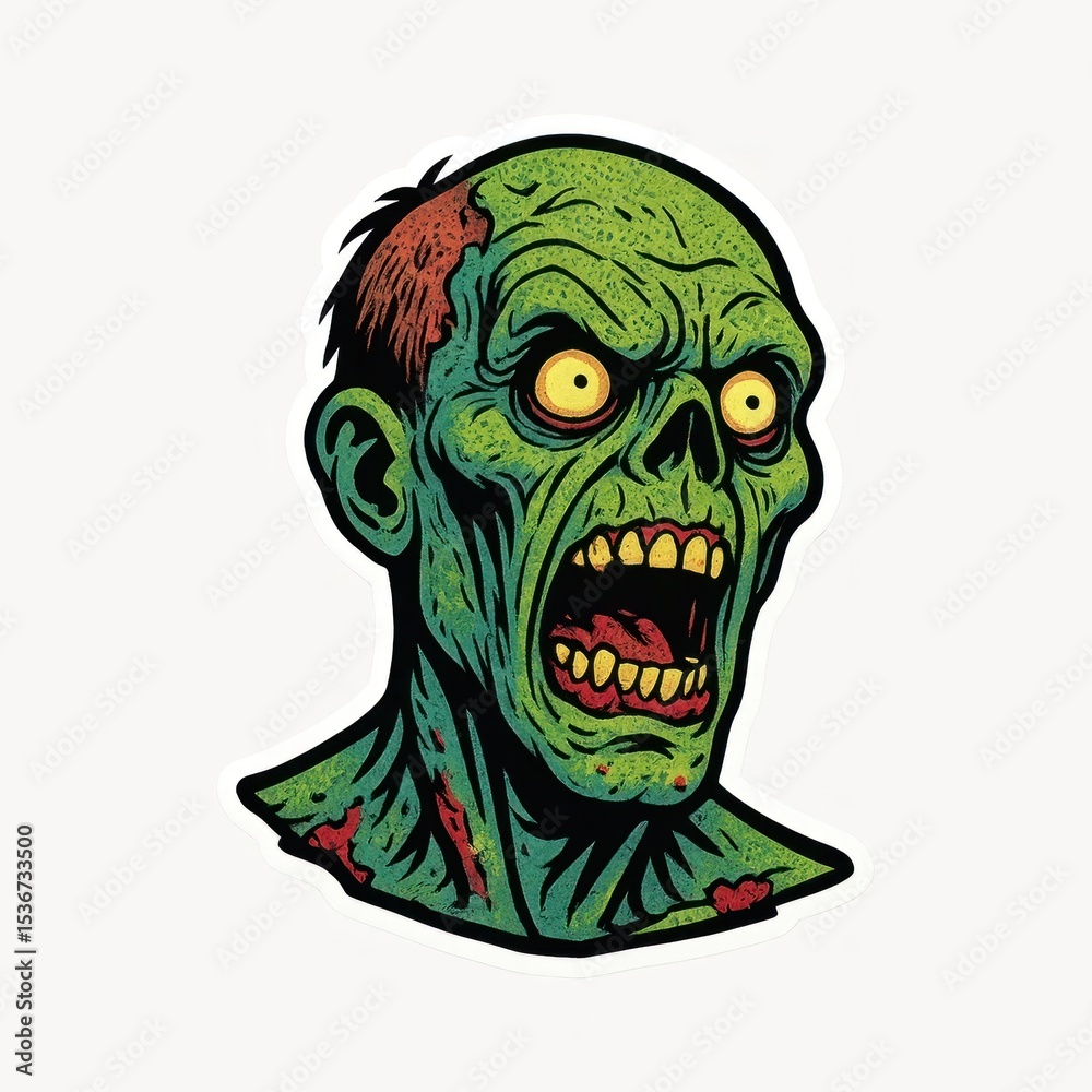 Fototapeta premium Colorful, cartoon zombie illustration.