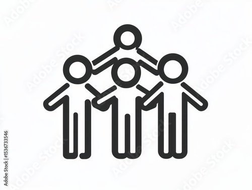 business people with idea, line icon teamwork, group of people 