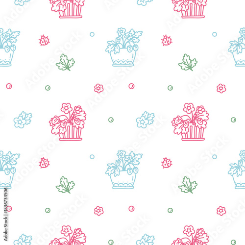 vector seamless pattern of garden strawberries
