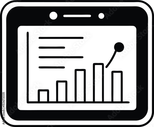 Savings and budget planner vector Line art illustration Tablet Dashboard Showing Budget Management Overview