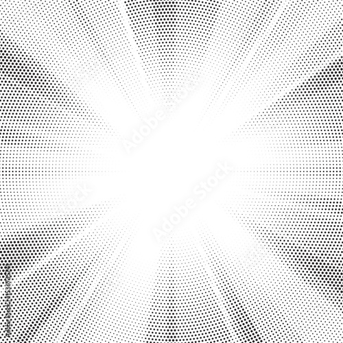 Halftone texture dot radial background, cartoon comic retro pop art dot border, halftone shadow