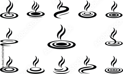 Collection of Black and White Spa or Aroma Therapy Logo Design Elements