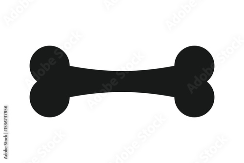 A black bone illustration centered on a white background evokes thoughts of pets and animals. The bone is a cartoon illustration, simplified for a playful design.