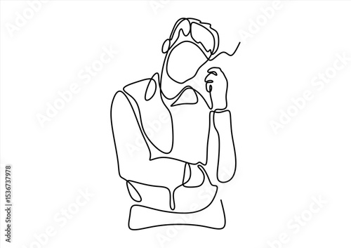 Thinking Man.  line icon-continuous line drawing. Editable stroke.