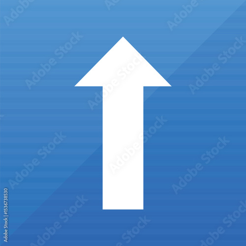 A crisp, white arrow ascends against a bright blue backdrop. The arrow's simple shape creates a sense of direction and movement, set against a visually appealing background.