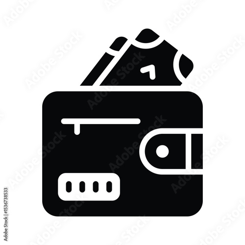 A well designed glyph style icon of wallet money