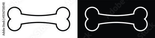 The image features two bone icons, one white on a black background and the other black on a white background. The bones are symmetrical and appear simple.