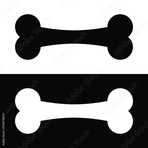 Two stylized dog bone images are displayed. The top bone is black on a white background, while the bottom is white on a black backdrop, creating a contrasting effect.