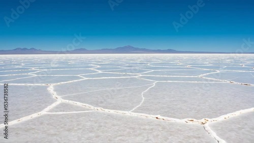 Vast Salt Flat Landscape Under Clear Blue Sky